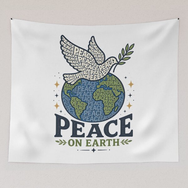 Item preview, Peace on Earth Creative Quote Shape Christmas Design designed and sold by OliviaHayesArt.