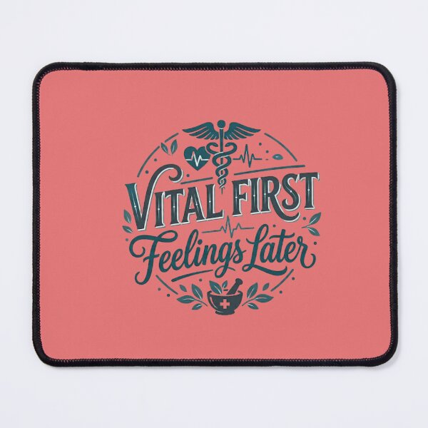 Item preview, Vitals First, Feelings Later – Funny Doctor Humor Quote designed and sold by WallMuseStudio .