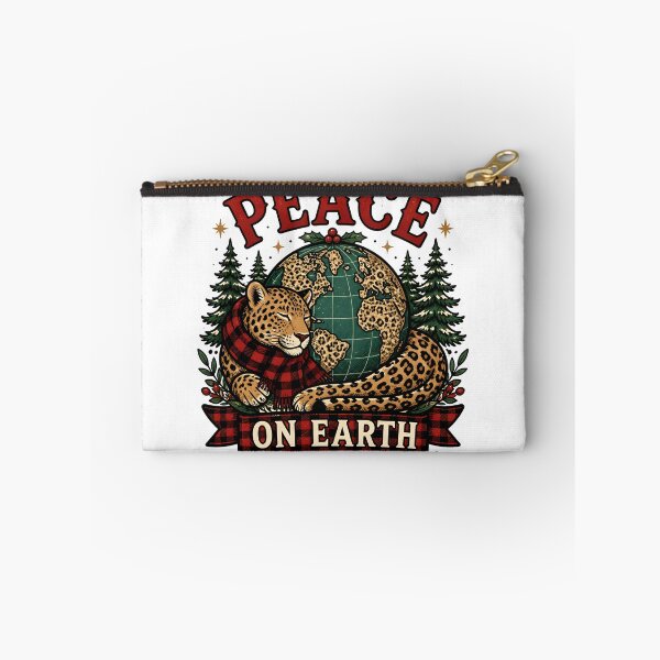Item preview, Peace on Earth Leopard and Red Plaid Christmas Design designed and sold by OliviaHayesArt.