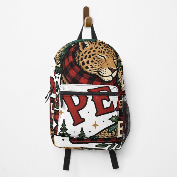 Item preview, Peace on Earth Leopard and Red Plaid Christmas Design designed and sold by OliviaHayesArt.