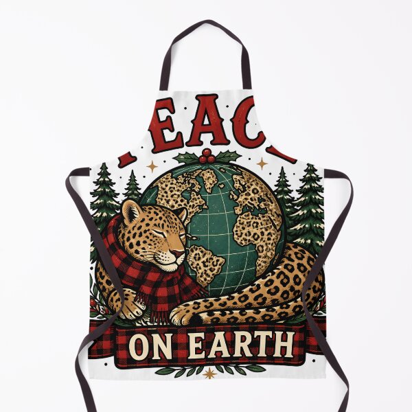 Item preview, Peace on Earth Leopard and Red Plaid Christmas Design designed and sold by OliviaHayesArt.