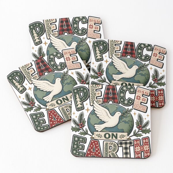Item preview, Peace on Earth Mixed Pattern Typography Christmas Design designed and sold by OliviaHayesArt.