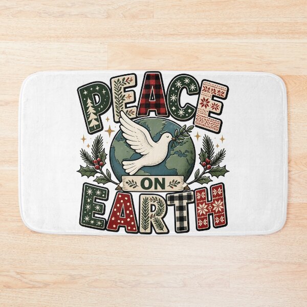 Item preview, Peace on Earth Mixed Pattern Typography Christmas Design designed and sold by OliviaHayesArt.