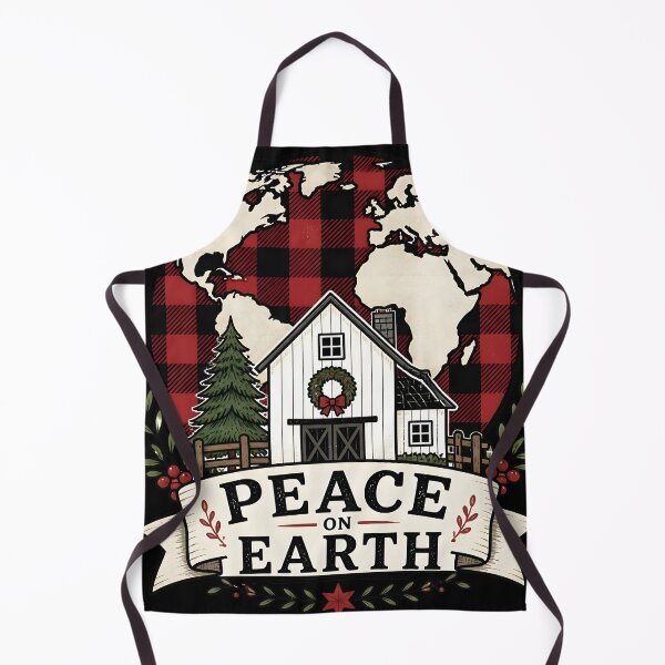Item preview, Peace on Earth Buffalo Check Farmhouse Christmas Design designed and sold by OliviaHayesArt.