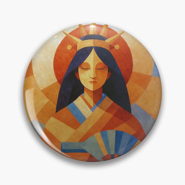 Item preview, Ilustración geométrica de Amaterasu: diosa japonesa del sol en luz dorada. designed and sold by GalleryKauffeld.