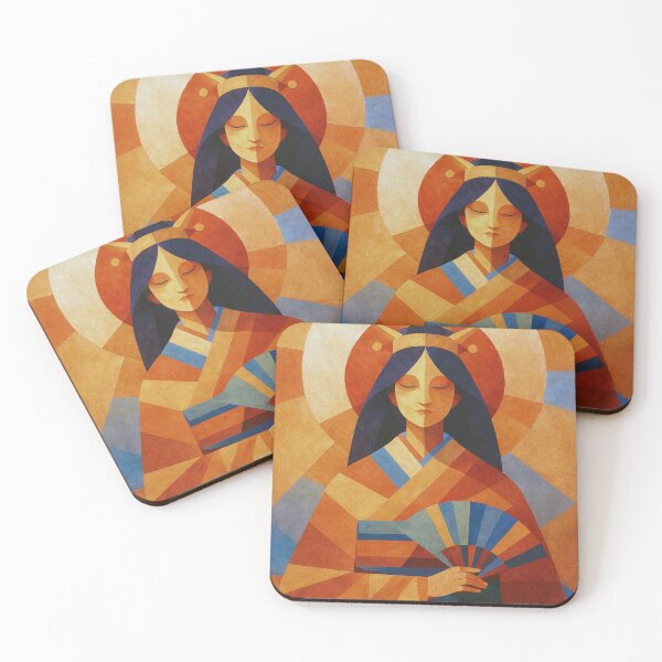 Item preview, Amaterasu Geometric illustration – Japanese Sun Goddess in Golden Light designed and sold by GalleryKauffeld.