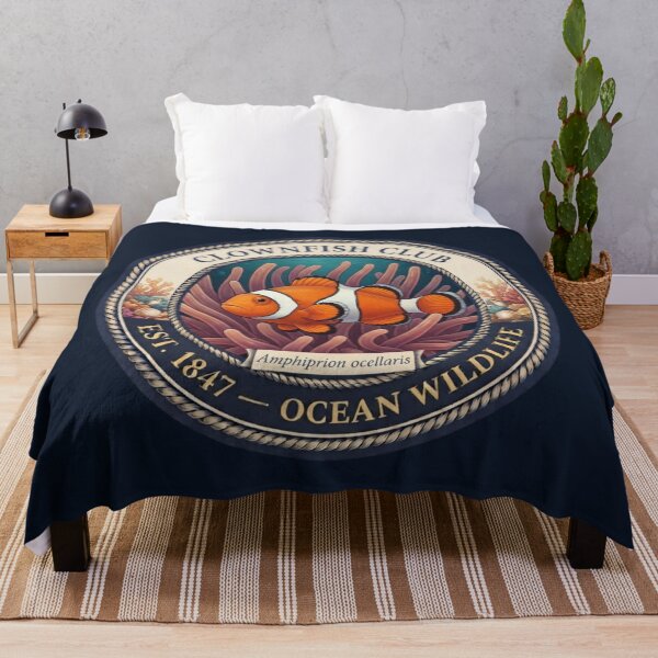 Item preview, Clownfish Club Vintage Badge Ocean Wildlife Art designed and sold by CalmCapy Co.