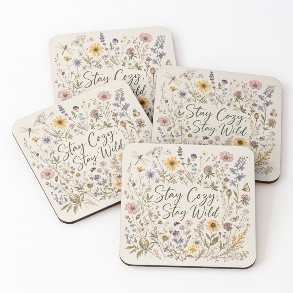 Item preview, Stay Cozy Stay Wild Wildflower Meadow Wreath Vintage Floral Illustration designed and sold by Modern Antique Atelier .