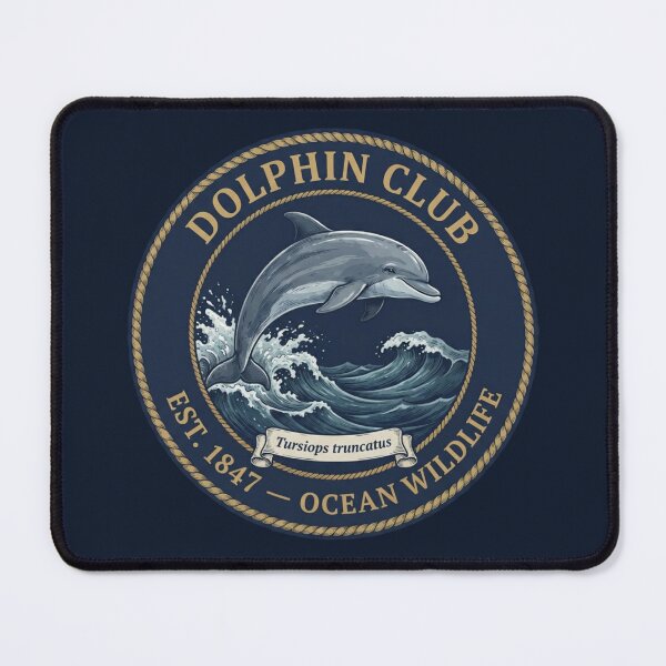 Item preview, Dolphin Club Vintage Badge Ocean Wildlife Art designed and sold by CalmCapy Co.
