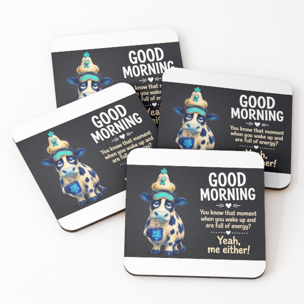 Item preview, Funny Tired Cow and Startled Rooster Sarcastic Morning Quote Art designed and sold by Freedom Line Studio.
