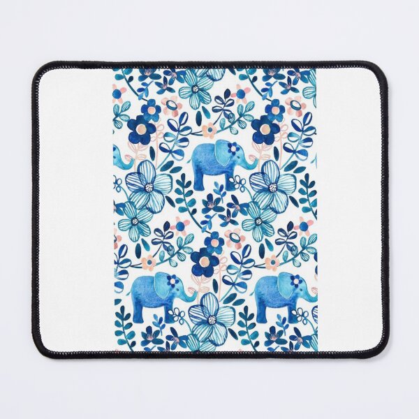 Item preview, Blush Pink, White and Blue Elephant Pattern designed and sold by JosephinaGorsu.