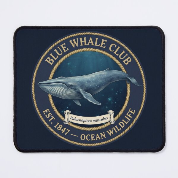 Item preview, Blue Whale Club Vintage Badge Ocean Wildlife Art designed and sold by CalmCapy Co.