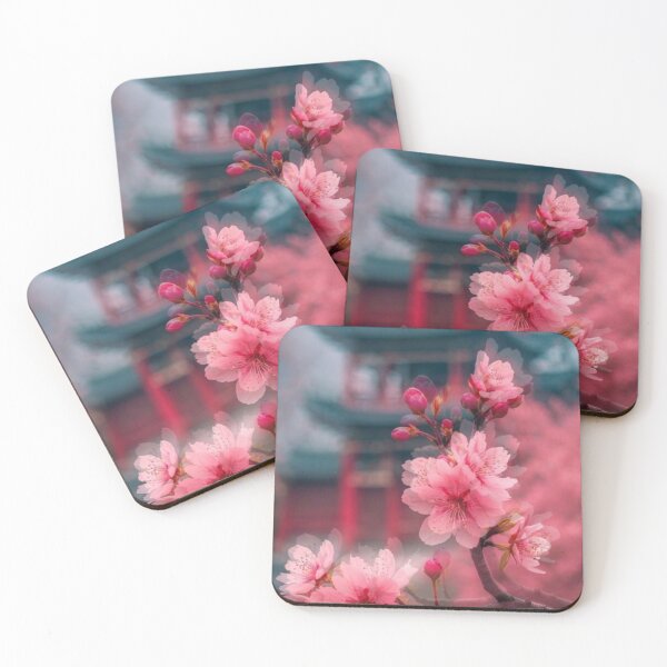 Item preview, Pink Cherry Blossom Branch & Pagoda — Dreamy Japanese Aesthetic Spring Photography designed and sold by LYAN-STORE.