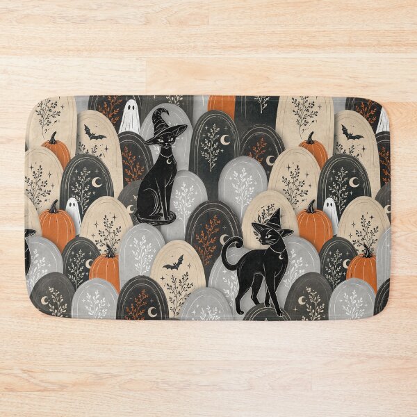 Item preview, Witchy Black Cats in Haunted Graveyard – Gothic Halloween Pattern  Main Tag designed and sold by MonNoir.