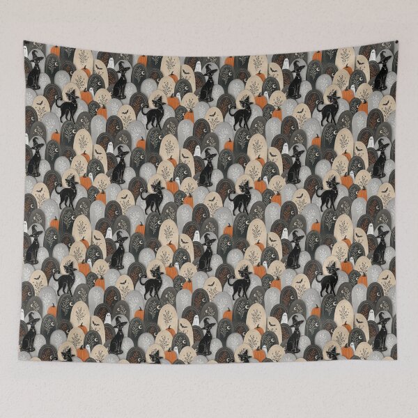 Item preview, Witchy Black Cats in Haunted Graveyard – Gothic Halloween Pattern  Main Tag designed and sold by MonNoir.
