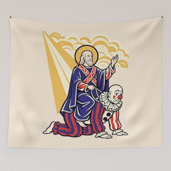 Item preview, God Rides The Clown Allegorical Satire Illustration designed and sold by KungPowUnicorn.