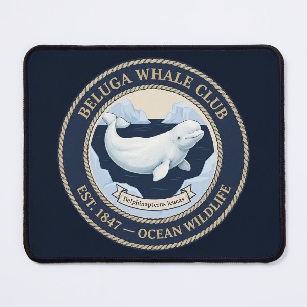 Item preview, Beluga Whale Club Vintage Badge Ocean Wildlife Art designed and sold by CalmCapy Co.