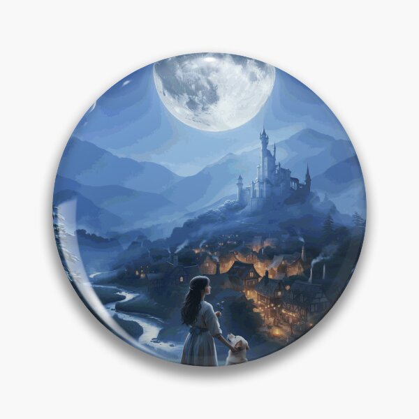 Item preview, Magical Moonlit Village Beneath a Fantasy Castle designed and sold by EverHaldeR.