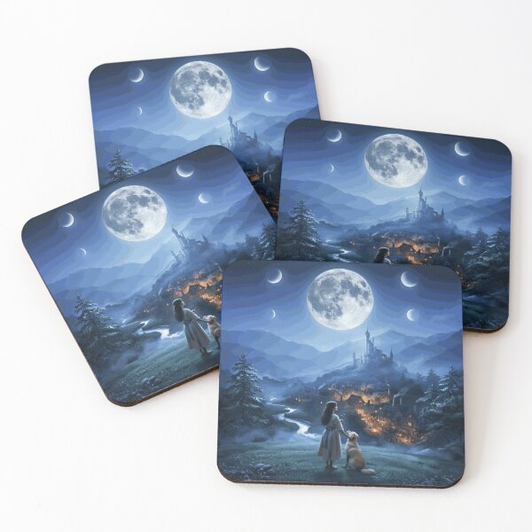 Item preview, Magical Moonlit Village Beneath a Fantasy Castle designed and sold by EverHaldeR.