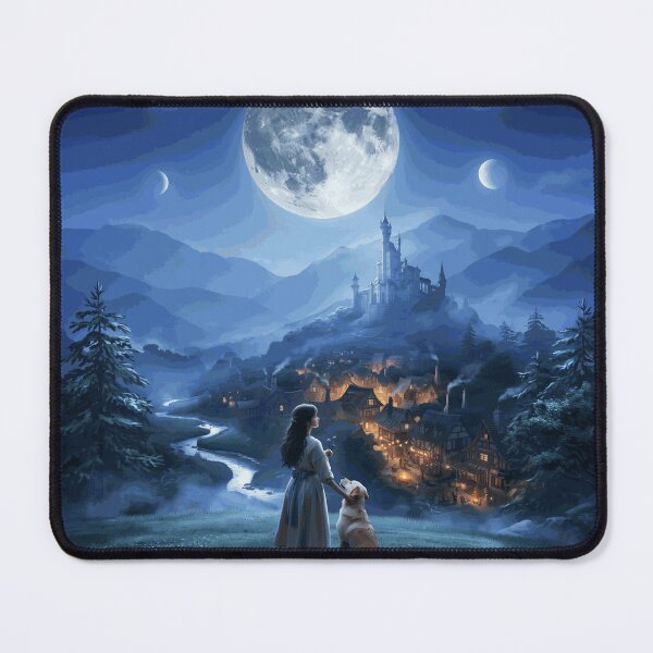 Item preview, Magical Moonlit Village Beneath a Fantasy Castle designed and sold by EverHaldeR.