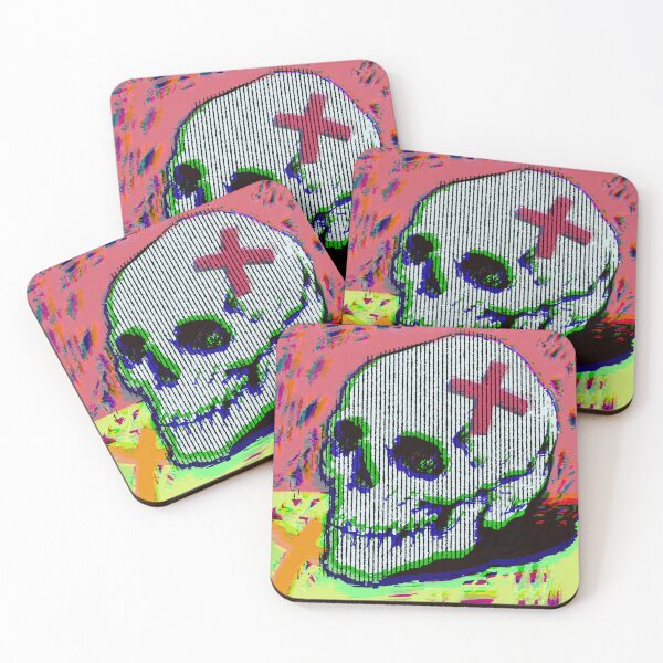 Item preview, Glitch Skull with Tape Crosses Pop Art designed and sold by MikZviagin.