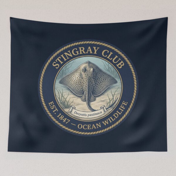 Item preview, Stingray Club Vintage Badge Ocean Wildlife Art designed and sold by CalmCapy Co.