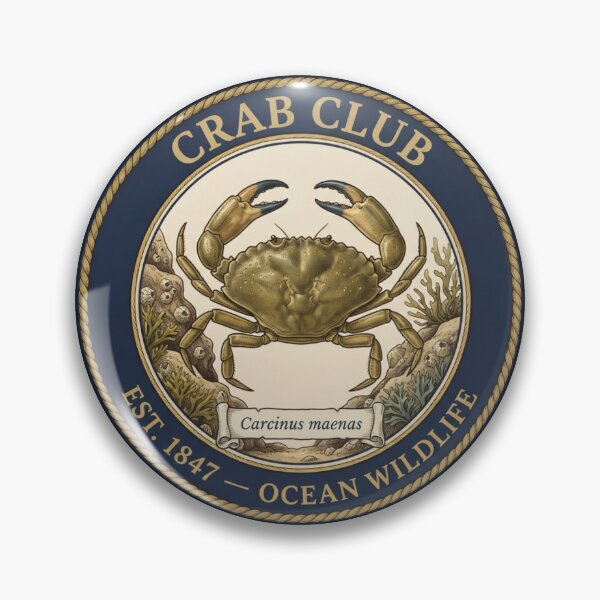 Item preview, Crab Club Vintage Badge Ocean Wildlife Art designed and sold by CalmCapy Co.