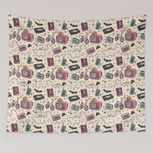Item preview, Stranger 80s Horror Nostalgia Doodle Pattern | Kawaii Retro Halloween VHS Print designed and sold by Fanverse Merchandise.