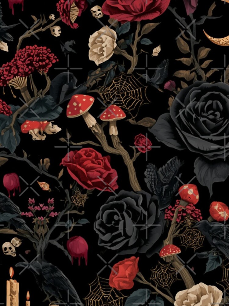 Thumbnail 4 of 4, iPhone Case, Dark Roses Pattern designed and sold by DuliDoodles.