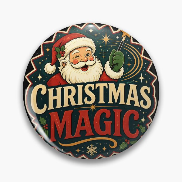 Item preview, Christmas Magic Vintage Retro Badge Christmas Design designed and sold by OliviaHayesArt.