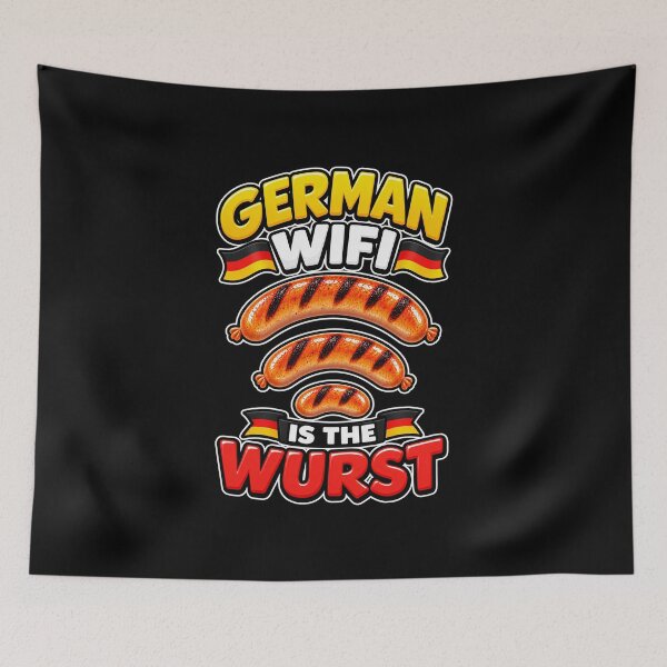 Item preview, Funny German WiFi Is The Wurst Sausage Pun Art designed and sold by elderberry.