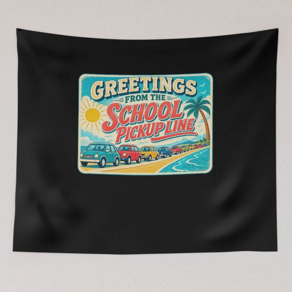 Item preview, Greetings From The School Pickup Line Coastal Postcard designed and sold by elderberry.