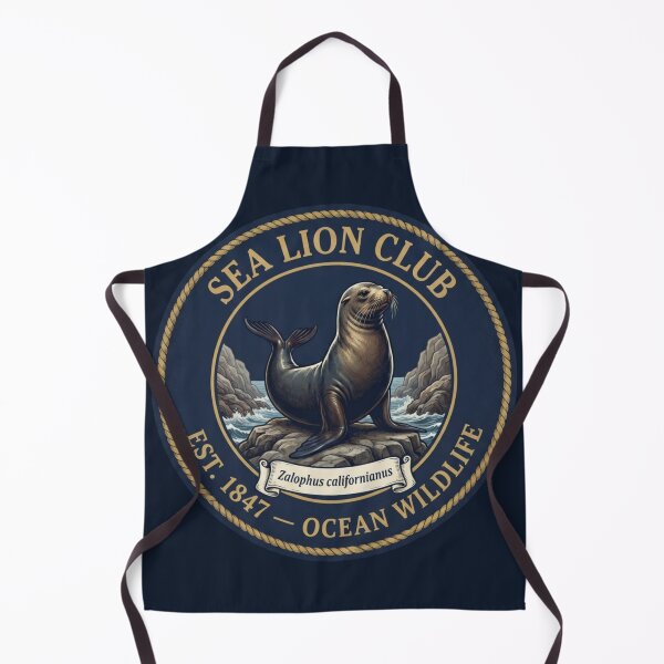 Aperçu de l'œuvre Insigne vintage du Sea Lion Club, art de la faune marine créée et vendue par CalmCapy Co.