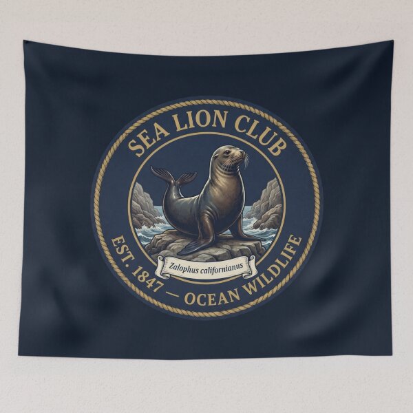 Item preview, Sea Lion Club Vintage Badge Ocean Wildlife Art designed and sold by CalmCapy Co.