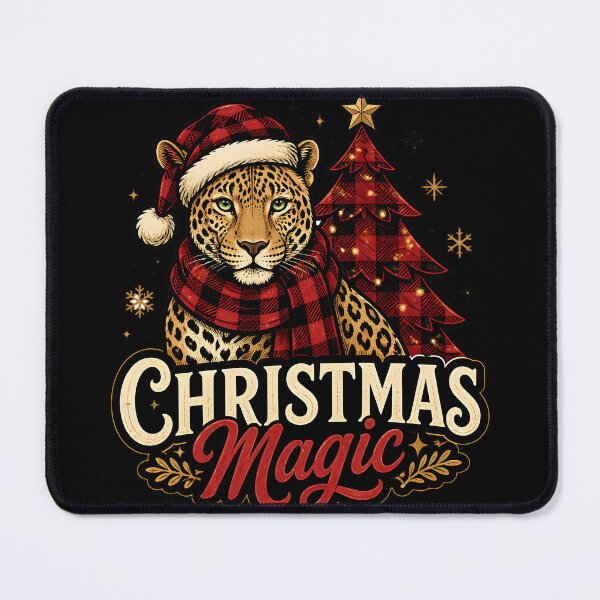 Item preview, Christmas Magic Leopard and Red Plaid Christmas Design designed and sold by OliviaHayesArt.
