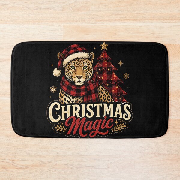Item preview, Christmas Magic Leopard and Red Plaid Christmas Design designed and sold by OliviaHayesArt.