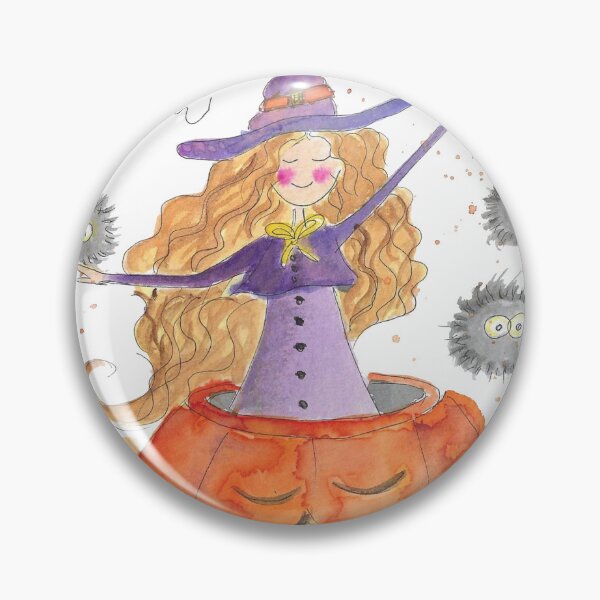 Item preview, Cute Halloween Witch in Pumpkin - Watercolor Art designed and sold by AleSighinolfi.