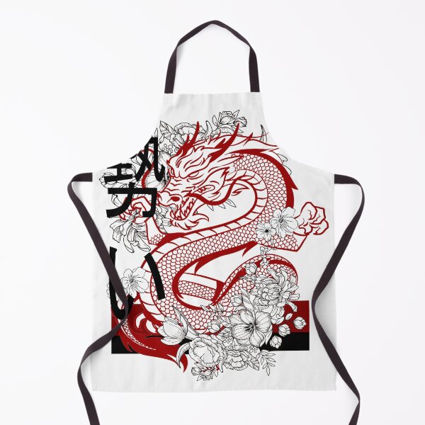 Item preview, Japanese Dragon Red & Black Floral T-Shirt Design designed and sold by Cool Tee World .