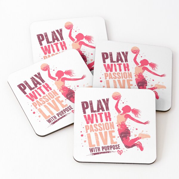 Item preview, Play With Passion Live With Purpose Female Basketball Player Athlete Motivation designed and sold by SkeletonsDanger.