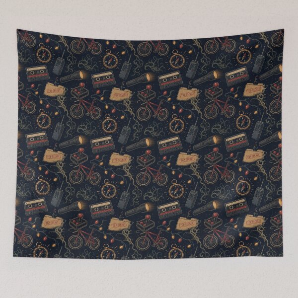 Item preview, Upside Down Mystery Doodle Pattern | 80s Small Town Sci-Fi Seamless Print designed and sold by Fanverse Merchandise.