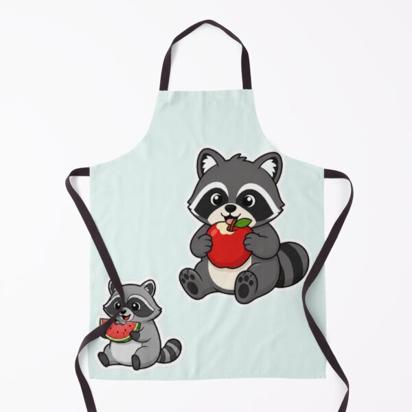 Item preview, Kawaii Raccoon Snack Time - Cute Animal Eating Apple & Watermelon designed and sold by Yasmine Mohammed.