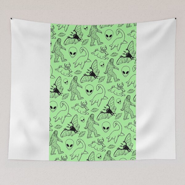 Aperçu de l'œuvre Mon motif de cryptide (fond vert) créée et vendue par JulietteThomas.