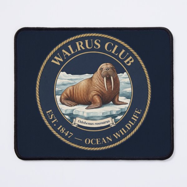 Item preview, Walrus Club Vintage Badge Ocean Wildlife Art designed and sold by CalmCapy Co.