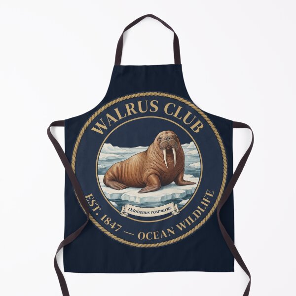 Aperçu de l'œuvre Insigne vintage du Walrus Club, art de la faune marine créée et vendue par CalmCapy Co.