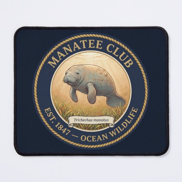 Item preview, Manatee Club Vintage Badge Ocean Wildlife Art designed and sold by CalmCapy Co.