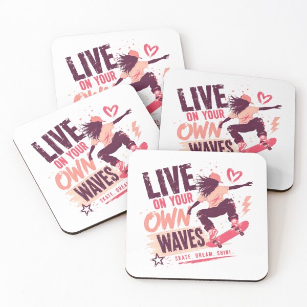 Item preview, Live On Your Own Waves Skater Skateboarder Youth Motivation Skate Dream Chase designed and sold by SkeletonsDanger.