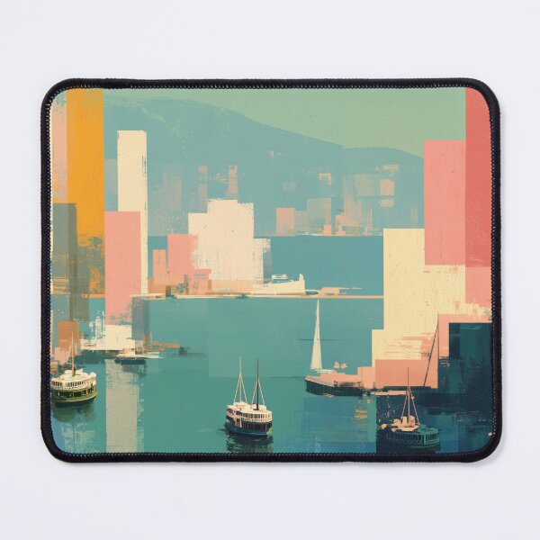 Item preview, Hong Kong Harbor, Sailboat Pastel Decor designed and sold by MarkedArtPrints.