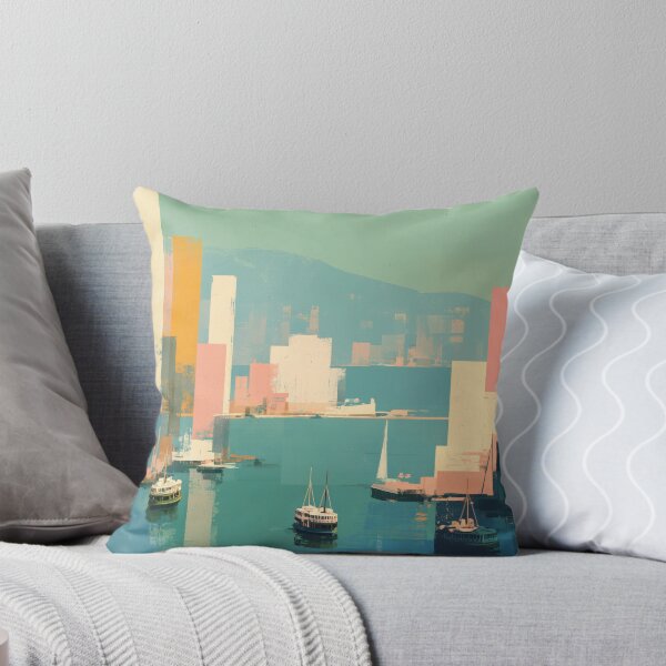 Item preview, Hong Kong Harbor, Sailboat Pastel Decor designed and sold by MarkedArtPrints.