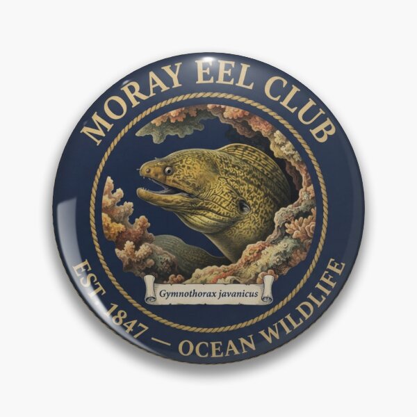 Item preview, Moray Eel Club Vintage Badge Ocean Wildlife Art designed and sold by CalmCapy Co.