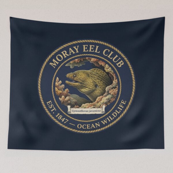 Item preview, Moray Eel Club Vintage Badge Ocean Wildlife Art designed and sold by CalmCapy Co.
